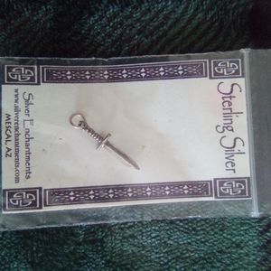 Sterling Silver 3D Sword Charm, Dagger Jewelry
